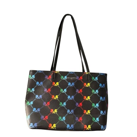 Karl Langerfeld Paris Maybelle Leather Monogram Tote Multicolor MSRP $228 EUC - Picture 4 of 9